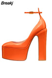Heels Women Pumps Elegant Patent Leather Office Lady Shoes Luxury Brand High-heeled Female Platform Shoes Summer 2023