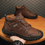 Men Hiking Shoes lace up plush Warm Walking Shoes Outdoor Non-slip high top Ankle Boots Winter Soft Sneakers men snow
