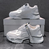 2023 Spring Reflective Platform Sneakers Women Shoes Korean Lace Up Chunky Sneakers Mixed Color Women's Vulcanize