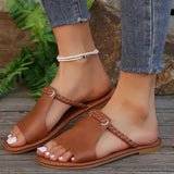 Breakj 2025 Summer New Slippers Women Solid Color Weaving Simple Daily Beach