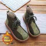 Retro Suede Thick-Soled Big Head Doll Shoes Autumn Winter Handmade Casual Short Boots Women Boots Harajuku Ankle