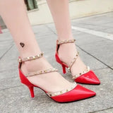 New Baotou Sexy Elegant Female Sandals Korean Fashion Rivet Pointed High Heels Sexy Shallow Mouth Hollow Women's