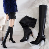 Women High Heel Over Knee Boots Winter New Style Pointed Head Personality Fine Heel Side Zipper Women's Boots Large