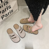 Woman 2024 Trend Women's Suede Mules Slippers Platform Flats Boston Clogs Sandals Fashion Outdoor Slip on Beach