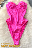 Fashion Women Satin Bodysuit Sexy Strapless Sleeveless Lace-up Bandage Hollow Out Back Slim Fit Club Party Body