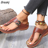Beach Wedges Ladies Shoes For Retro Casual Women Flat Platform Sandals Mid-heel Shoe Flower Shoes Flip-flops