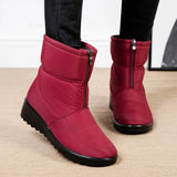 Snow Boots for Women 2024 Winter Warm Plush Ankle Booties Front Zipper Non Slip Cotton Padded Shoes Woman Size