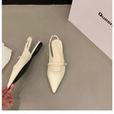 Pointed Toe Sandals Women 2023 Summer New Ankle Buckle Fashion Temperament Flat Comfortable Women's Solid Sandalias
