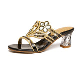 New High-Heeled Diamond Sandals In Summer Wear Slippers With A Thick Heel And A Fish Mouth With A Medium
