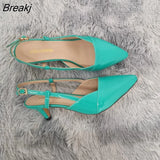 Women Sandal Pointed Toes High Heels Sexy 5cm Low Heels Casual Back Empty Buckle Pumps Red Wedding Shoes Large