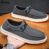 Men Plus Size Casual Denim Canvas Shoes Flat Vulcanize Shoes Fashion British Designer Breathable Light Men Sneakers