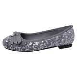 Sequined Ballet Flats Summer New Women Bow Round Toe Mary Janes Shoes Fashion Diamond Pendant Elegant Ladies