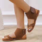 Breakj Sandals Women 2025 Summer New Retro Frosted Jacket Roman Shoes Magic Flat