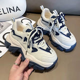 2023 New Spring Women's Chunky Platform Sneakers Lace Up Casual Sports Shoes Woman Fashion Thick Bottom Walking
