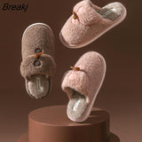 Korean Cute Slippers for Women Girls Retro Fluffy Warm Slippers Female Indoor House Flat Cotton Shoes Zapatillas
