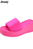 Sole Wedges Flip Flops for Women 2023 Summer Clip Toe Platform Sandals Woman Non Slip Beach Slippers High Heel