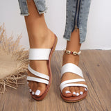Flat Heel Sandals for Women 2024 New Casual Beach Slippers Fashion Dress Flip Flops Woman Slip-On Gladiator Sandals