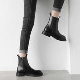 Pu Leather Platform Ankle Boots Women Autumn Winter Low Heels Short Boots Woman Side Zipper Thick Sole Botas