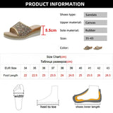 2023 New Fashion Striped Platform Slippers Women Summer Canvas Wedge Sandals Woman Plus Size Non Slip Casual
