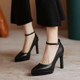 High Heel Women Ankle Strap Pumps 2024 Spring New Pointed Toe Thin Heels Platform Women Single Shoes Zapatos De