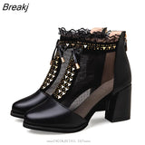 Best-Selling Cowhide Mesh Bow Summer Shoes High Heel Women Sandals Shoes Summer Sandals Fish Mouth Black Leather