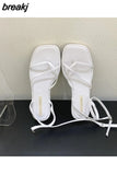 New Summer Women Sandals Fashion Square Toe Flat Heel Ankle Strap Shoes Narrow Band Casual Slides Green Sliver Female
