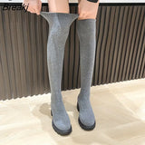 Slim Over The Knee Stretch Socks Boots Women 2022 Autumn Thick High Heels Long Boots Woman Anti-slip Platform