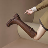 Mm Big Round Brown Knight Boots, Stretch Boots, Thick Legs, High Boots, Thick Soles, Long Boots, Large Size