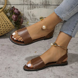 Breakj Flat-Bottomed Pearl Fish Mouth Comfortable Large-Size Lazy Beach Sandals Woman In Summer
