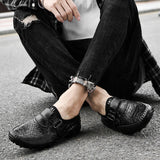 men shoes slip on British Style Men Causal Shoes breathable Genuine Leather Men Shoes hole Outdoor Shoes Zapatos