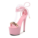 Decoration Buckle Strap Women Shoes New Chunky Heel Sandals Summer Platform High Heels Nightclub Party Pole Dance