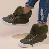 Fur Warm Winter Sneakers for Women 2023 New Thick Plush Flat Cotton Shoes Woman Lace Up Non Slip Snow Boots Plus Size