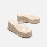 Transparency Slippers Women Leisure Wedges Shoes Peep Toe Platform Women Slippers Concise Ladies Thick Bottom Mules