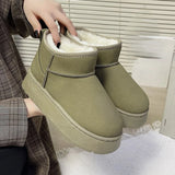 Thick Sole Round Head Women's Super Mini Boots Plush Warm Winter Ankle Boots Platform Snow Boots Women's Chestnut