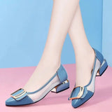 Women Fashion Mesh Transparent Breathable Slip on Shoes Lady Classic Black Office Comfort Shoes for Party Night Club