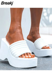 2023 Summer Chunky Platform Woman Mules Shoes Slides Platform Wedges Leisure Comfy Outdoor Slippers Woman Beach