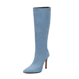 Knee High Boots for Women Sexy Stiletto Snakeskin Print Fashion Thin High Heels Shoes US Size