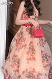 Strap Midi Dress Woman Elegant One Piece Dress Korean Style Evening Party Long Sleeve Casual Dress 2023 Spring