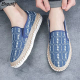 Moccasin Breathable Casual Canvas Shoes Hemp Insole Fisherman Shoes Slip on Loafers Men's Espadrille Summer Flats