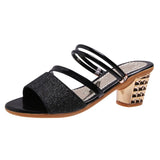 Women's Sandals Fashion High Heels Sandals Platform Casual One Word Shoes Female Chunky Heels Flip Flops Women