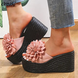 Heels Summer Beach Platform Women Wedge Slippers Appliques Butterfly-knot Female Sandals Clog Shoes Slides Women