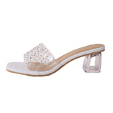 High-heeled Slippers Women 2023 Summer New Crystal Heel Hot Drill Outer Wear Comfortable Shallow Mouth Women's