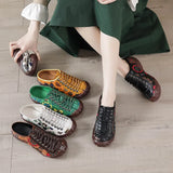 Mother Shoe Hole Hole Front Tie Baotou Deep Mouth Women's Shoes Leather Soft Sole With Wear-Resistant Soft Sole