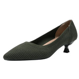 Pointed Toe Solid Color Stretch Knitted Shoes Pumps Slip on Sole Low Heels Breathable Loafers Women Mesh Shallow Sock