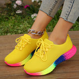 Fashion Rainbow Bottom Sneaker Women 2023 New Breathable Mesh Tennis Female Knitted Non Slip Running Shoes Plus Size