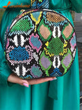 INS Hot Snake Multi Colors Unique Round Circular Handbags Women Casual Circular Bag Purse