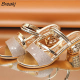Sandals Shoes 2023 New Summer Style Wedges Pump High Heels Slip on Bling Gold Silver Slippers Fashion Gladiator