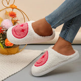 Women's Winter Warm Home Fuzzy Slippers Cute Facial Pattern Plush House Shoes Women Indoor Bedroom Flat Non Slip Cotton