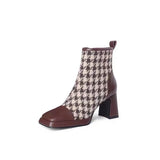 Breakj / Winter 2023 New Fashion Square Head Stitching Thick Heel Martin Boots