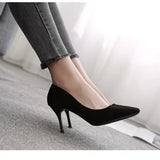 Breakj Large-Size High-Heeled Women 2025 Spring And Autumn New Black Fine Heel Pointed Light Mouth Velvet Professional Work